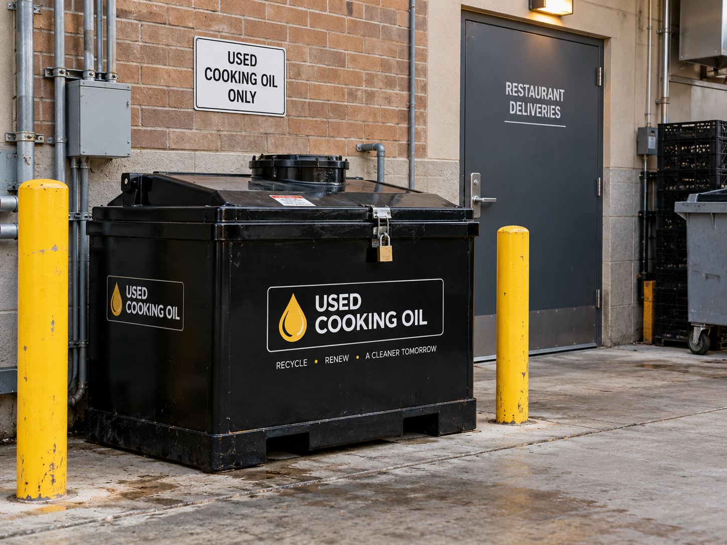 oil container pickup at back door