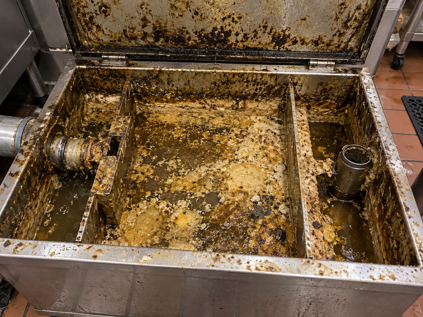 grease trap before cleaning